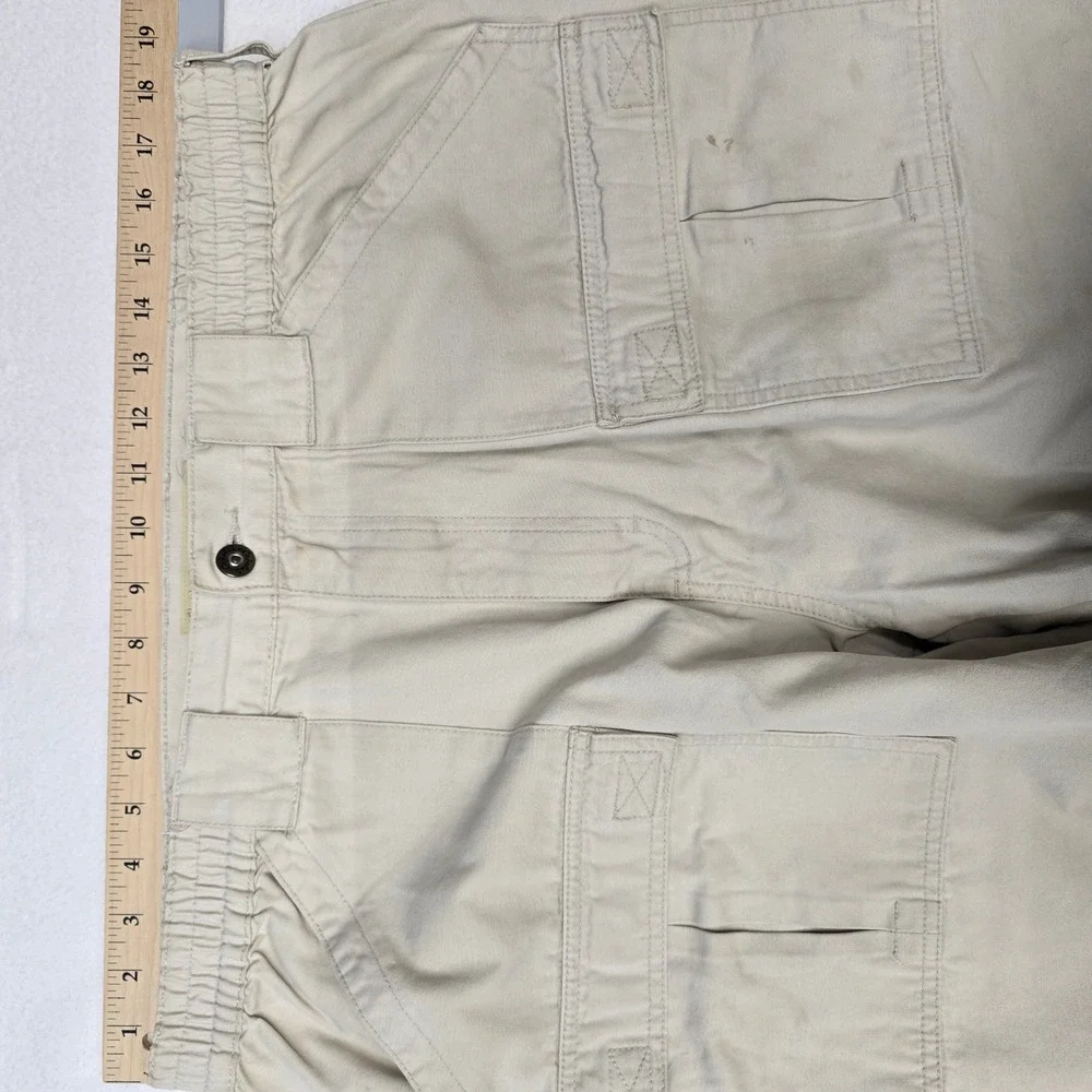 Cabelas Outdoors Mens 38 Cargo Shorts Tan Khaki Elastic Waist Utility Hiking
